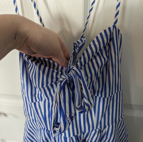 A'Gaci Lace-Up Blue and White Striped Strappy Corset Style Cotton Dress Size S - Picture 6 of 8
